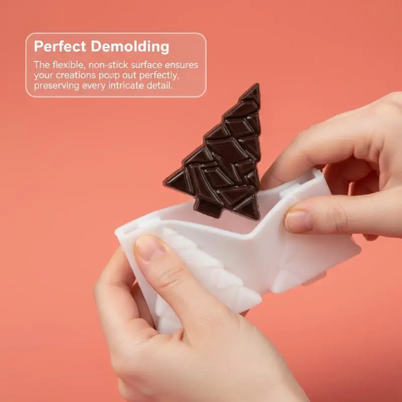 

Dorica 4 Cavity 3D Christmas Tree Design Mousse Mold Chocolate French Dessert Pastry Silicone Mould Cake Baking Decorating Tools