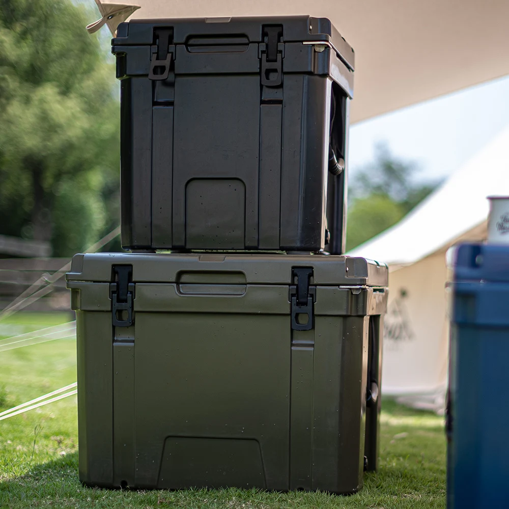 

Customized Modern 55qt Rotomolded PE Cooler Box Hard LLDPE Waterproof Insulated Ice Chest Portable Outdoor Camping Food Use