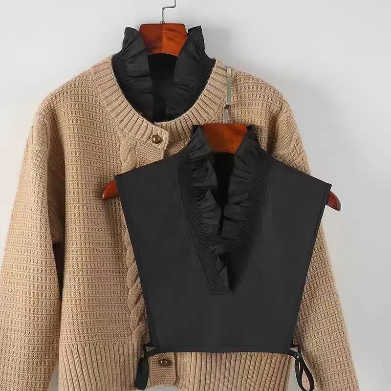 Fake Collar for Womens Cotton Deep V-neck Shirt Detachable Decor Collar Autumn and Winter Matching Sweater Cardigan False Collar
