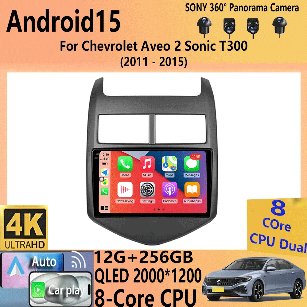 

Автомобильный радиоприемник Android 15 CarPlay, авто мультимедийный плеер для Chevrolet Aveo 2 Sonic T300 2011-2015, навигация, GPS, 2din, стерео аудио