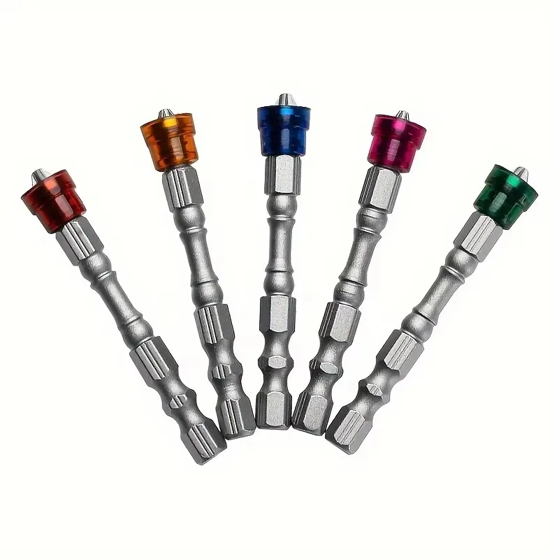 5Pcs/set 65mm Magnetic Drill Screwdriver Bits 1/4 Inch Hex Shank S2 Steel Cross Head Electric Screwdriver Kit