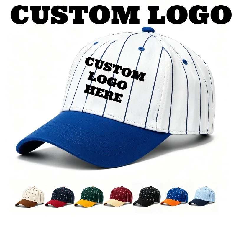 Custom Printed Embroidered Logo Stripe Contrasting Baseball Caps for Men and Women Outdoor Soft Top Visor Adjustable Trucker Hat
