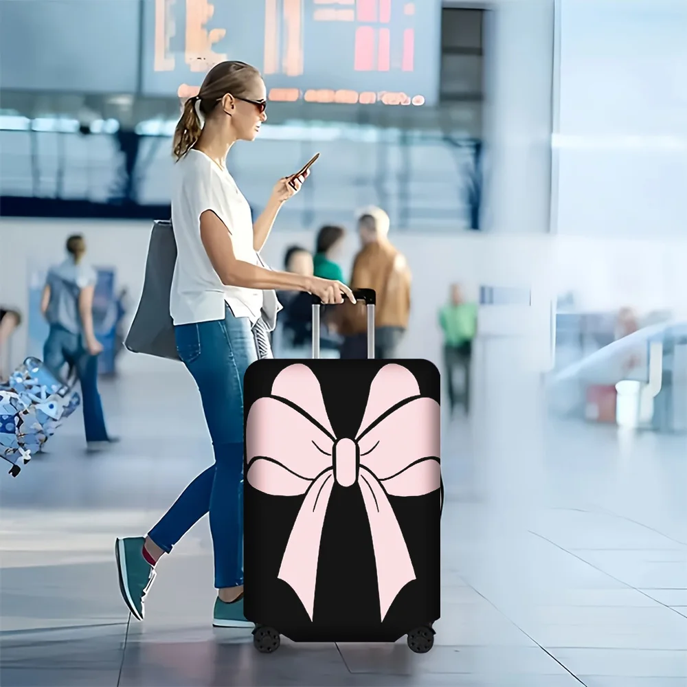 1pc Cute Pink Bow-Printed Luggage Cover. Fits 18–32-inch suitcases; effectively protects your luggage