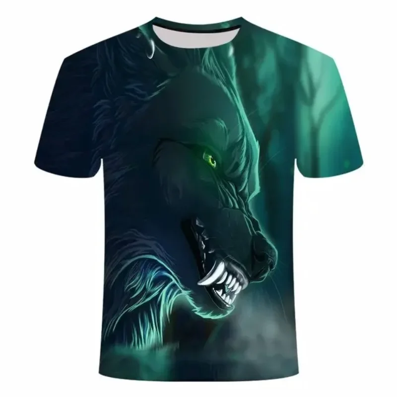 Animal Wolf 3D-Druck Sport Schnelltrocknend Atmungsaktives Herren-T-Shirt Outdoor Street Loose Comfort Vielseitiges Eltern-Kind-Kurzarm-Oberteil – Detail 14