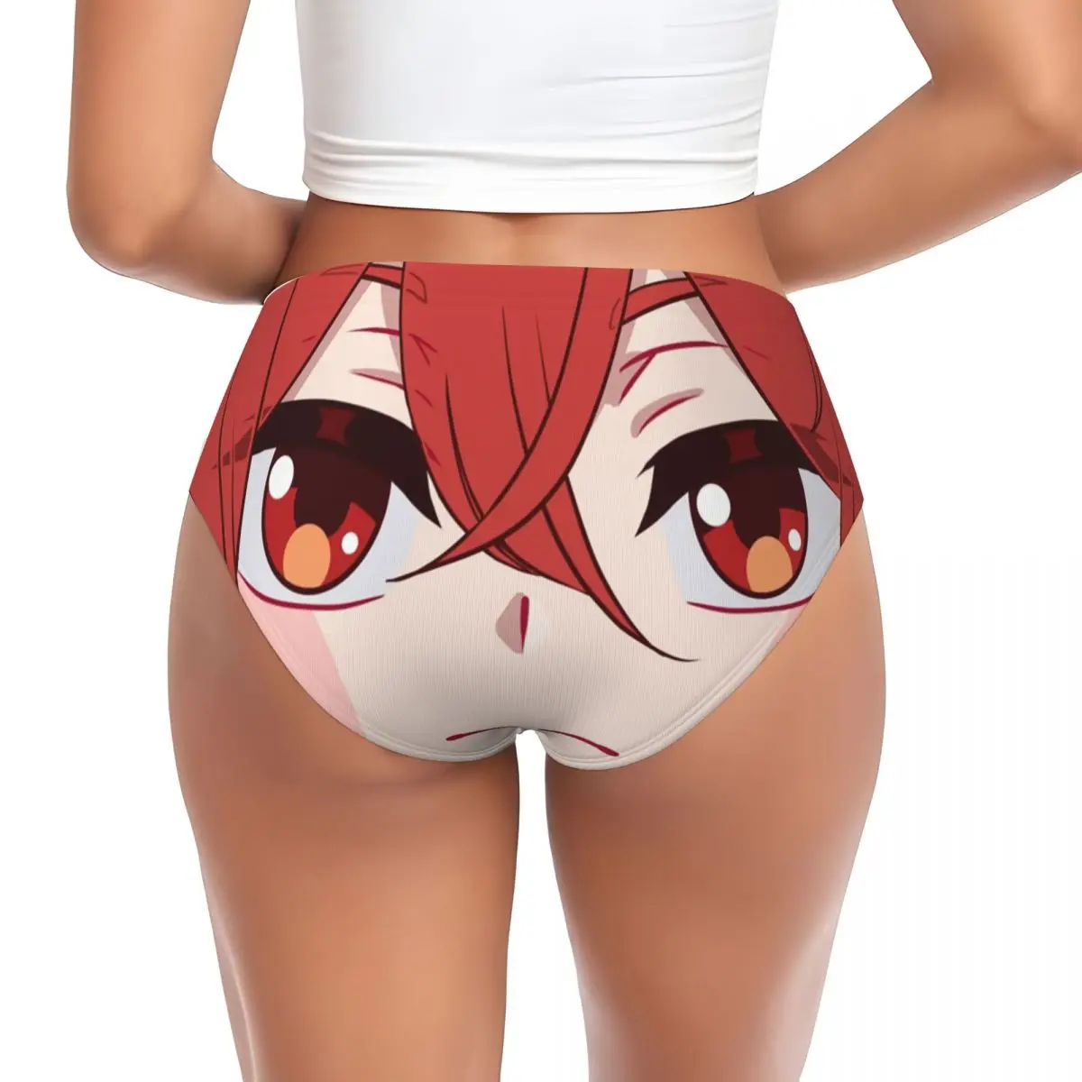 Custom Dilucic Genshin Impact Face Brief Panties Women Stretch Funny Print Underwear Valentine's Day Gift Underpants