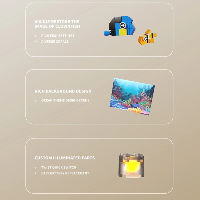 Aquarium building blocks fish tank underwater world scene Assembling toy ABS plastic Creative Home Decor gift for boys and girls - view 5