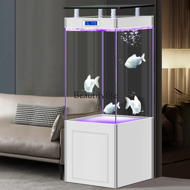 Jinjing Super White Glass Living Room Fish Tank Home Standing against the Wall Change Water Aquarium