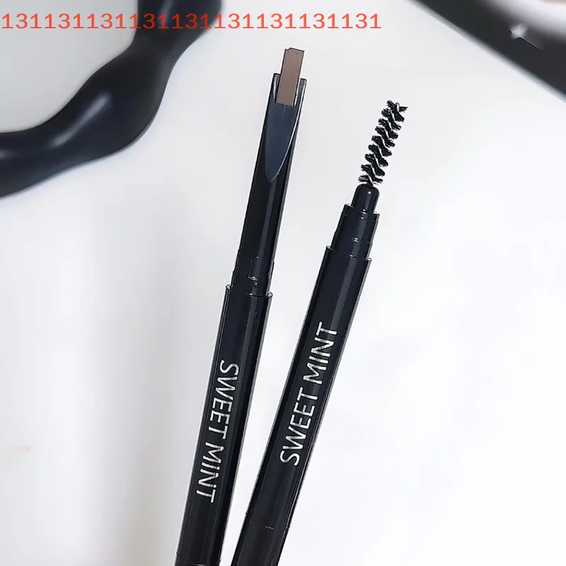 Lápis de sobrancelha 2 em 1 de aparência natural, lápis de sobrancelha de ponta dupla, de longa duração, à prova d'água, à prova de suor, maquiagem cosmética para iniciantes