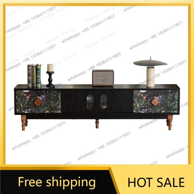 zj.Dark Long Drawers Tv Cabinet Simple Decoration Lounges Luxury Tv Cabinet Living Room Storage Mueble De Tv Furniture For Home