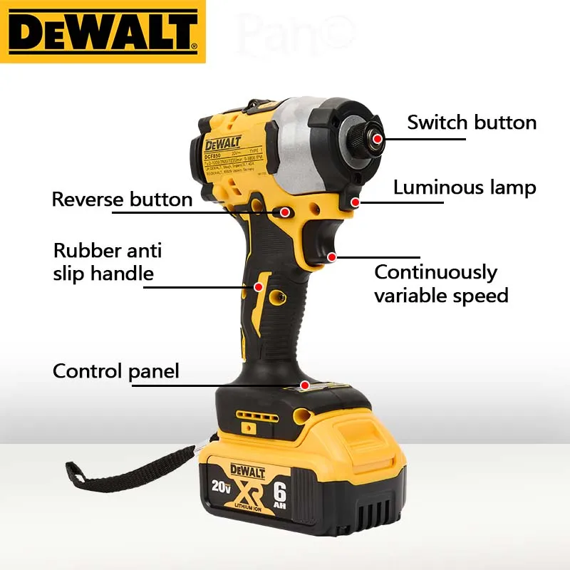 DeWalt lithium battery brushless impact starter 20V rechargeable large torque electric screwdriver DCF850