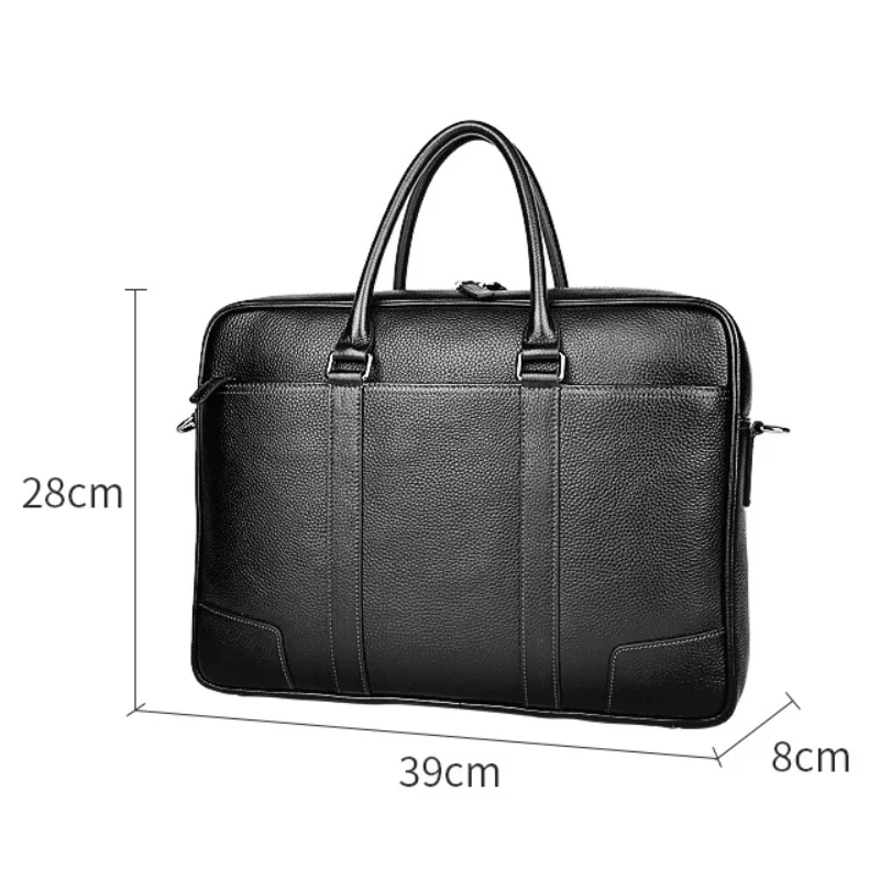 Fashion Men Handbag Top Layer Cowhide Men Computer Bag Luxury Business Travel Large Capacity Cowhide Briefcase