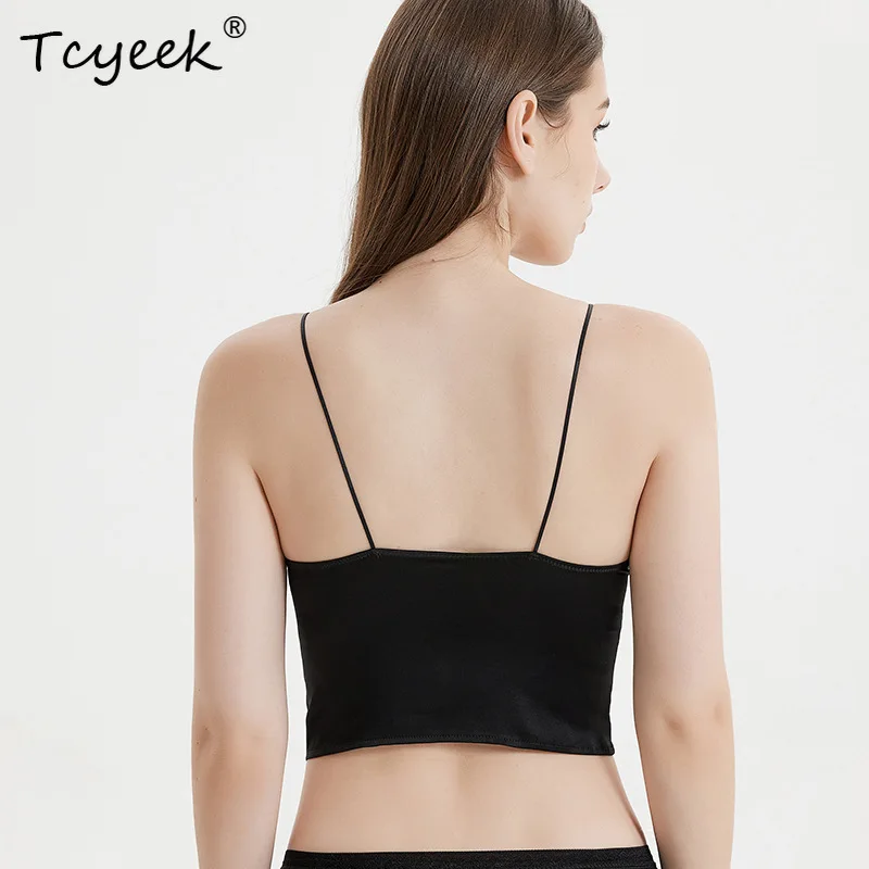 

Tcyeek 19MM 93%Mulberry Silk New Bra Backless Wire Free Women Sexy Sweet Thin Sling Vest Underwear Fashion Brassiere P3D994QM
