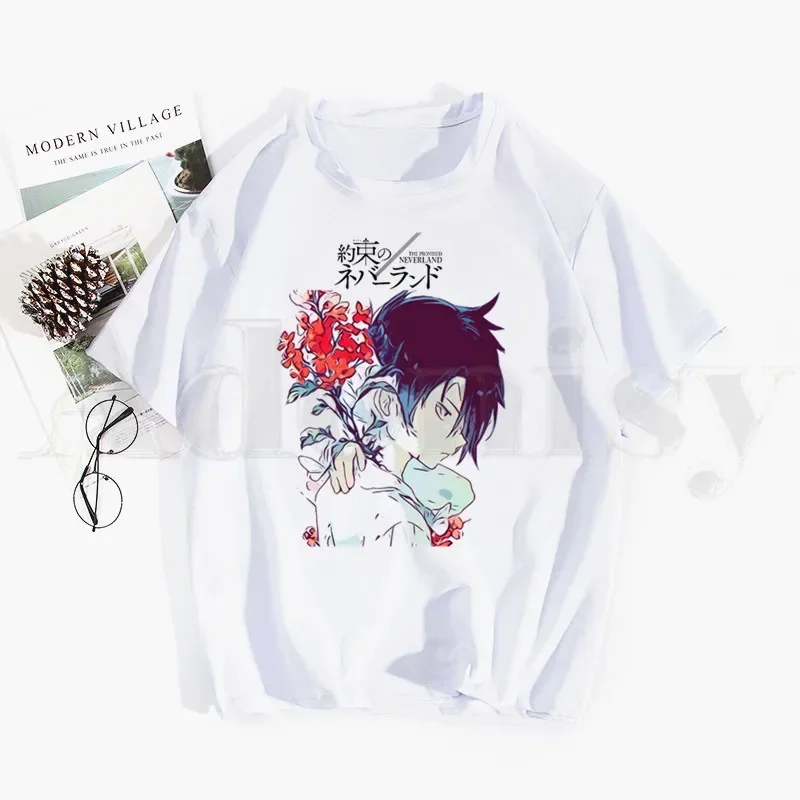 The Promised Neverland Emma Norman Ray Anime Tshirt Hip Hop Girl Print Top Tees Harajuku Tshirts Men Fashion Summer T-shirts