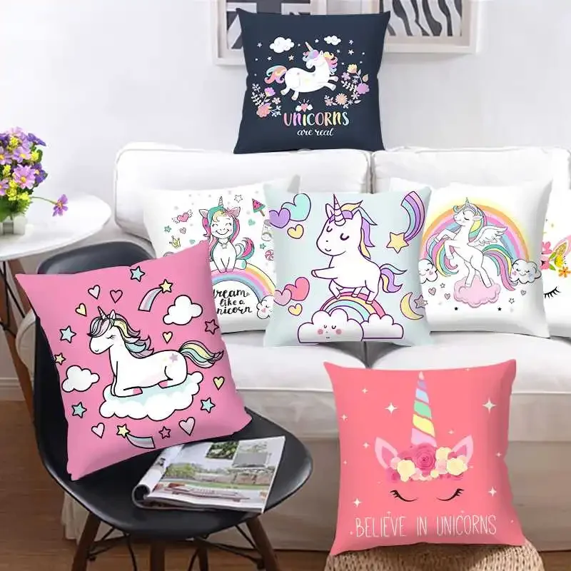 

Cartoon Unicorn Creative Pink Girl Design Simple Home Pillowcase