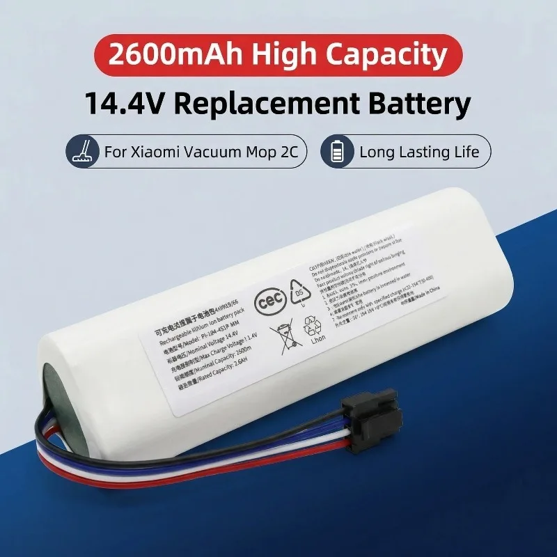 

14.4V 2600mAh Battery P2026-4S1P-MMBK For Xiaomi Vacuum Mop 2C XMSTJQR2C Trover LDS Finder RLS3 Cleaner