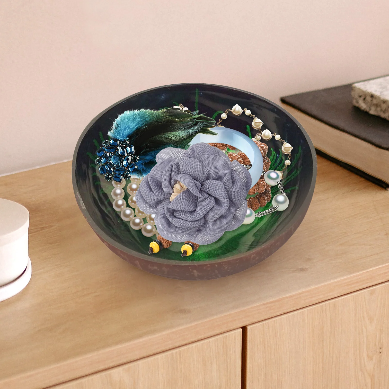 Natural Shell Unique Pattern Storage For Keys Nuts Candies Desktop Organizer Home Office Decor Coconut Bowl Coconut