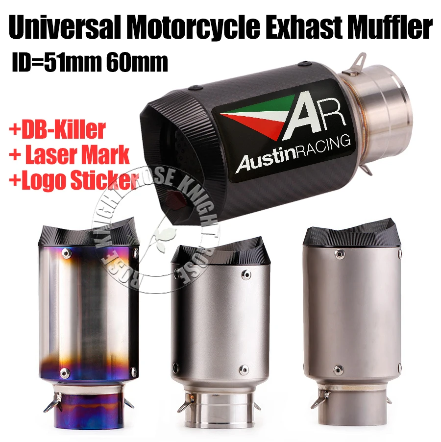 Universal 51mm 60mm AR Motorcycle Exhaust Muffler Escape For Kawasaki Honda Yamaha KTM Motorcycle Exhaust Modifiction Accessorie