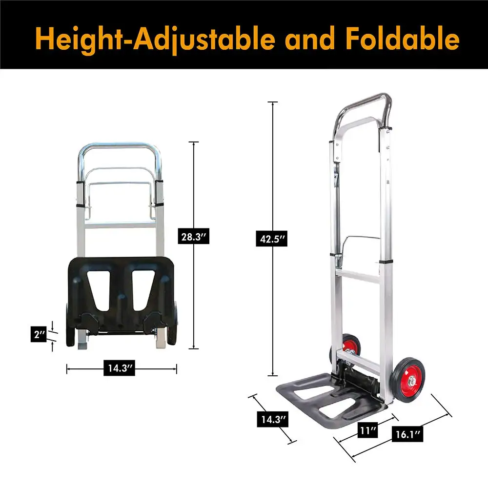 Aluminum Foldable Hand Truck, 220 Lbs Capacity, 6-Inch Wheels, Lightweight Folding Hand Cart for Moving Boxes, Luggage and Supplies view 4