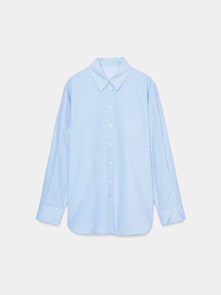 

Весна 2026: Новинка! Женская модная рубашка в клетку с длинным рукавом, отложным воротником и этническим дизайном. Идеально для сценических выступлений.