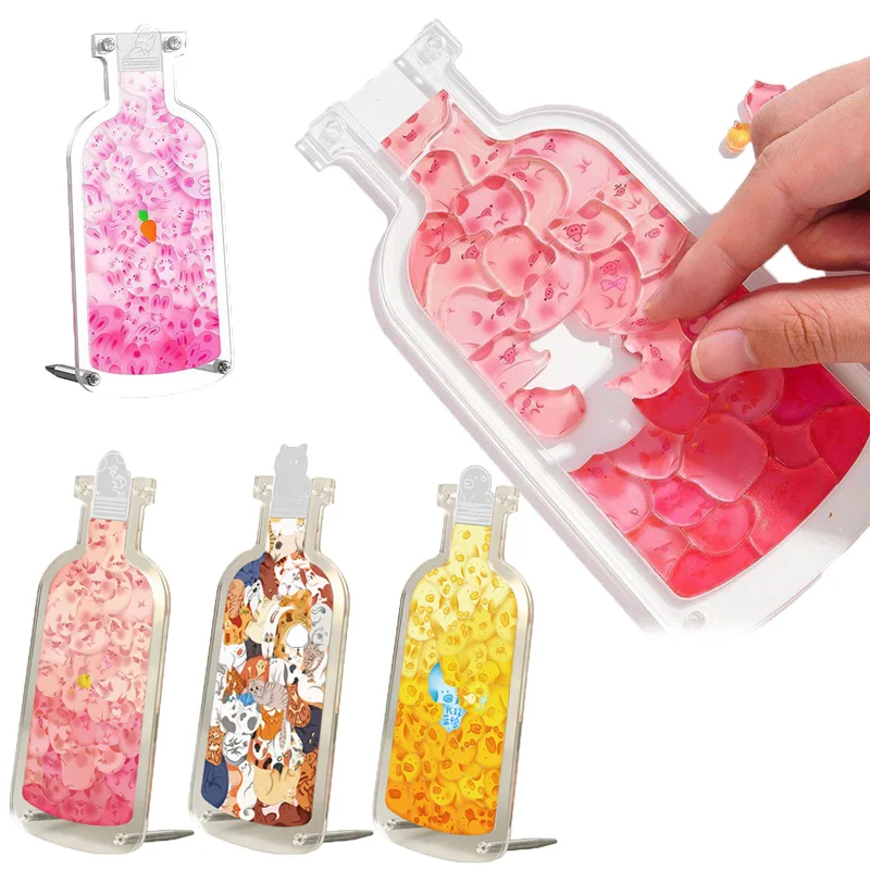 Irregular Puzzle Acrylic Cartoon Animal Cute Cat Pig Funny Bottle Shape  Assembly Jigsaw Puzzle Room Decor Children Toys Gifts