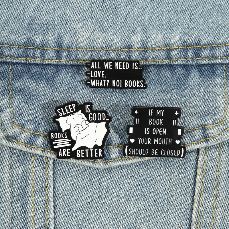 Bookworm Cat Enamel Pins Sleep Is Good Books Are Better Brooches Books Club Badges Bookish Jewelry Gift for Kids Friends