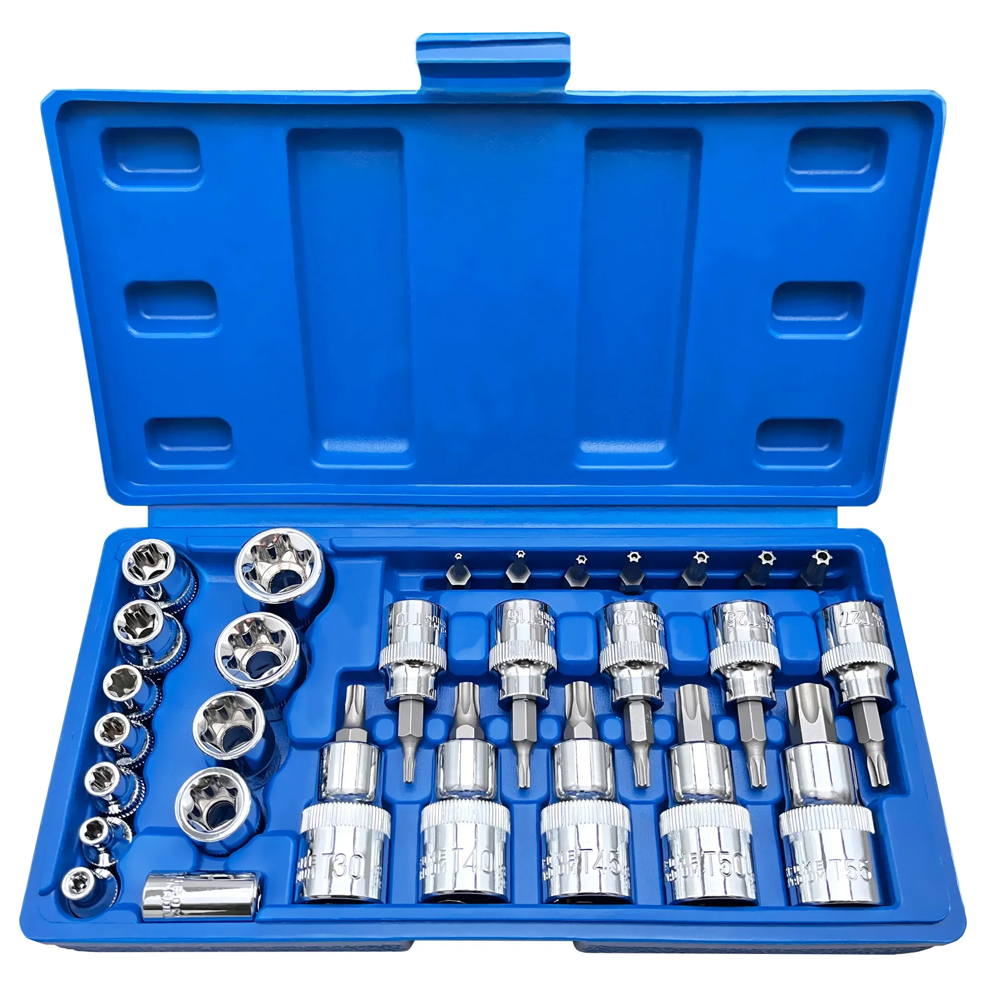

Torx Bit Star Socket Set External with Torx Bits and Holder Star Socket and Bit Set Male and Female Torx Sockets E & T 29 PCS