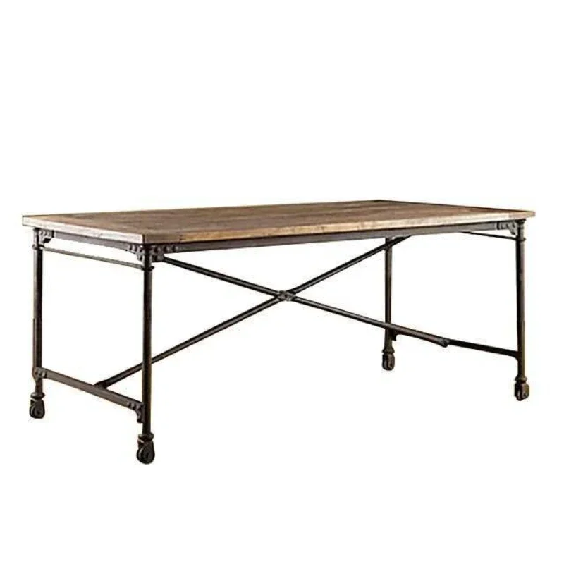 Wrought iron solid wood creative computer desk with drawers loft home bed and breakfast notebook desk