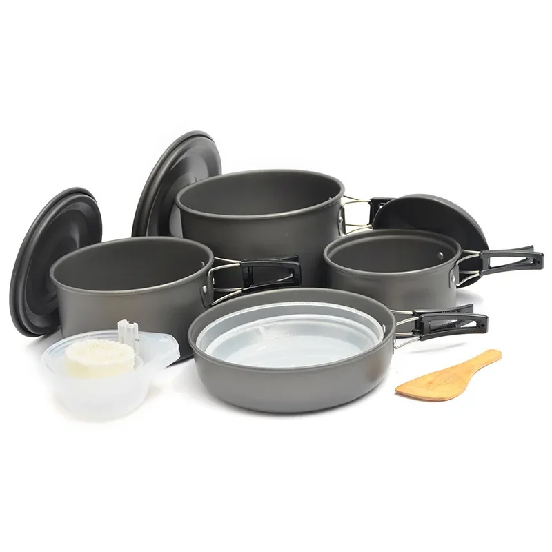

New household jacket burner pot combination, portable camping supplies, multi-person alumina non-stick pan