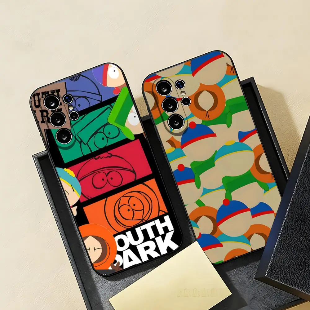 S-South Cute P-Park Phone Case For Samsung S26 S25 S24 FE S23 S22 S21 Plus S20 Ultra Note20Ultra Black Soft Shell