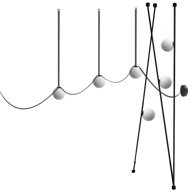 

Home Decoration Minimalist Long Black Brown Fabric Ceiling Pendant Light Easy Installation Length Adjustable Moveable Lamp