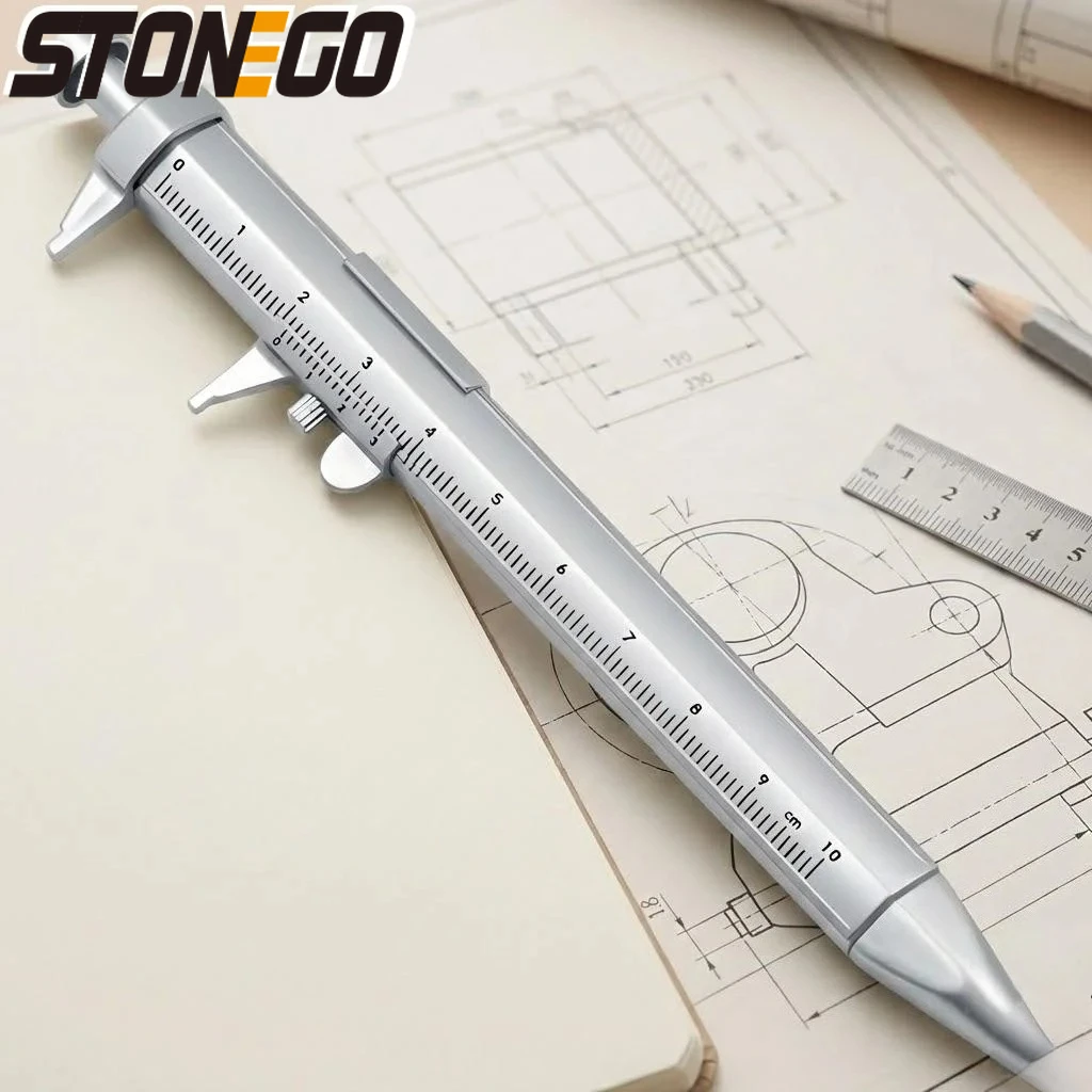 Multifunctional Ballpoint Pen Caliper Design Measuring Tool Creative Writing Instrument Student Office Supplies Ruler Scale