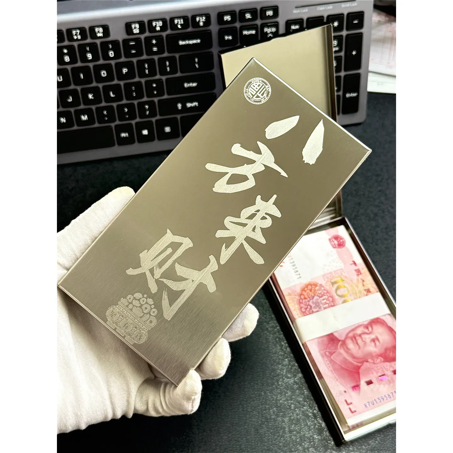 ステンレス鋼現金収納ボックス防湿財布多目的マネークリップデスクトップコインボックスドキュメントオーガナイザーホルダー