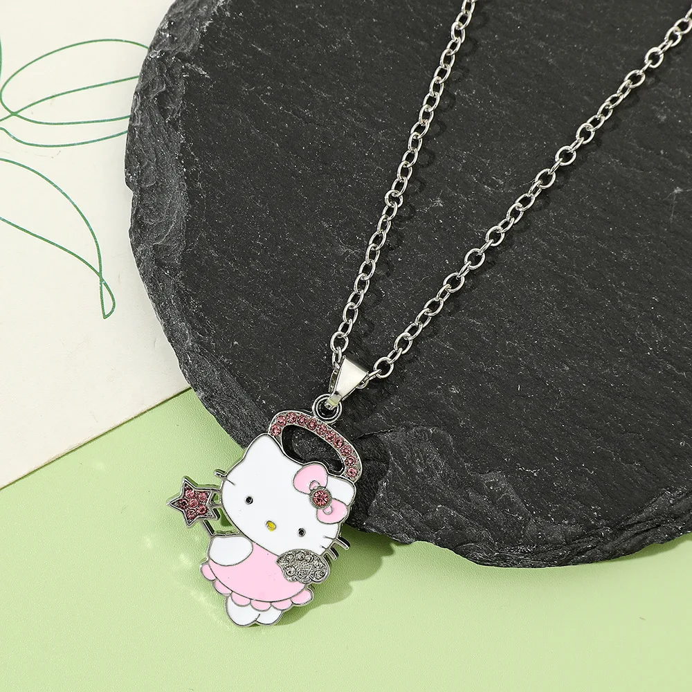 Miniso의 새로운 베스트셀러 만화 만화 Sanrio HelloKitty 합금 펜던트 다이아몬드 목걸이 쥬얼리