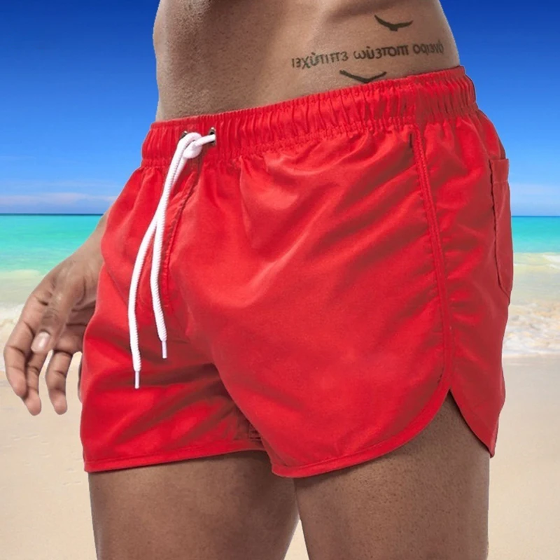 Pantalones cortos de playa para hombre, bañador Sexy para gimnasio, pantalones cortos de secado rápido a la moda, pantalones cortos de surf