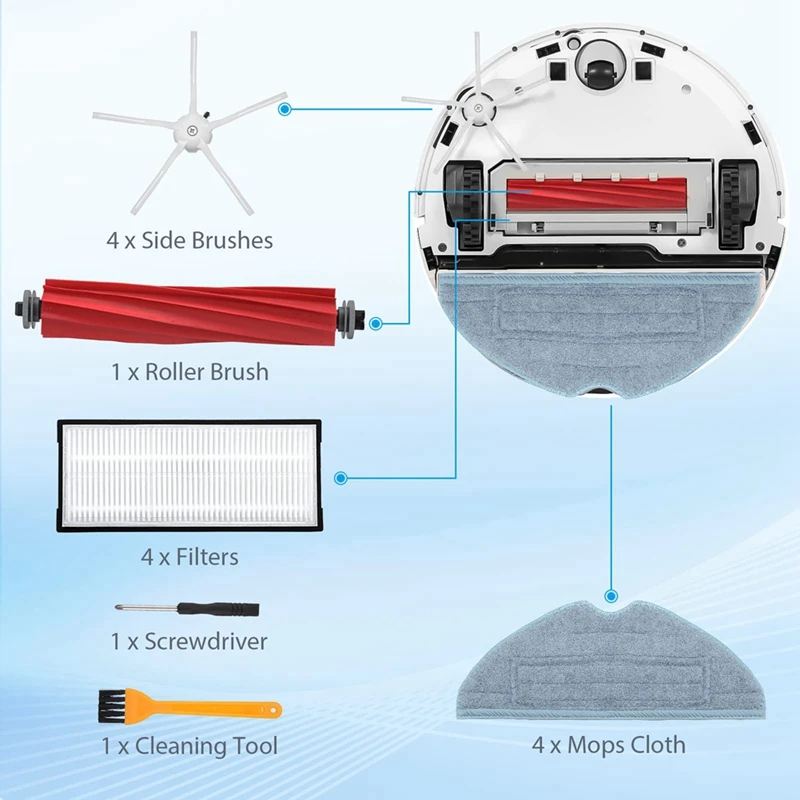 Roborock s7 plus,s7 maxv,s7 maxv plus,スペアパーツ,ローラーブラシ,HEPAフィルター,モップクロス用アクセサリーキット