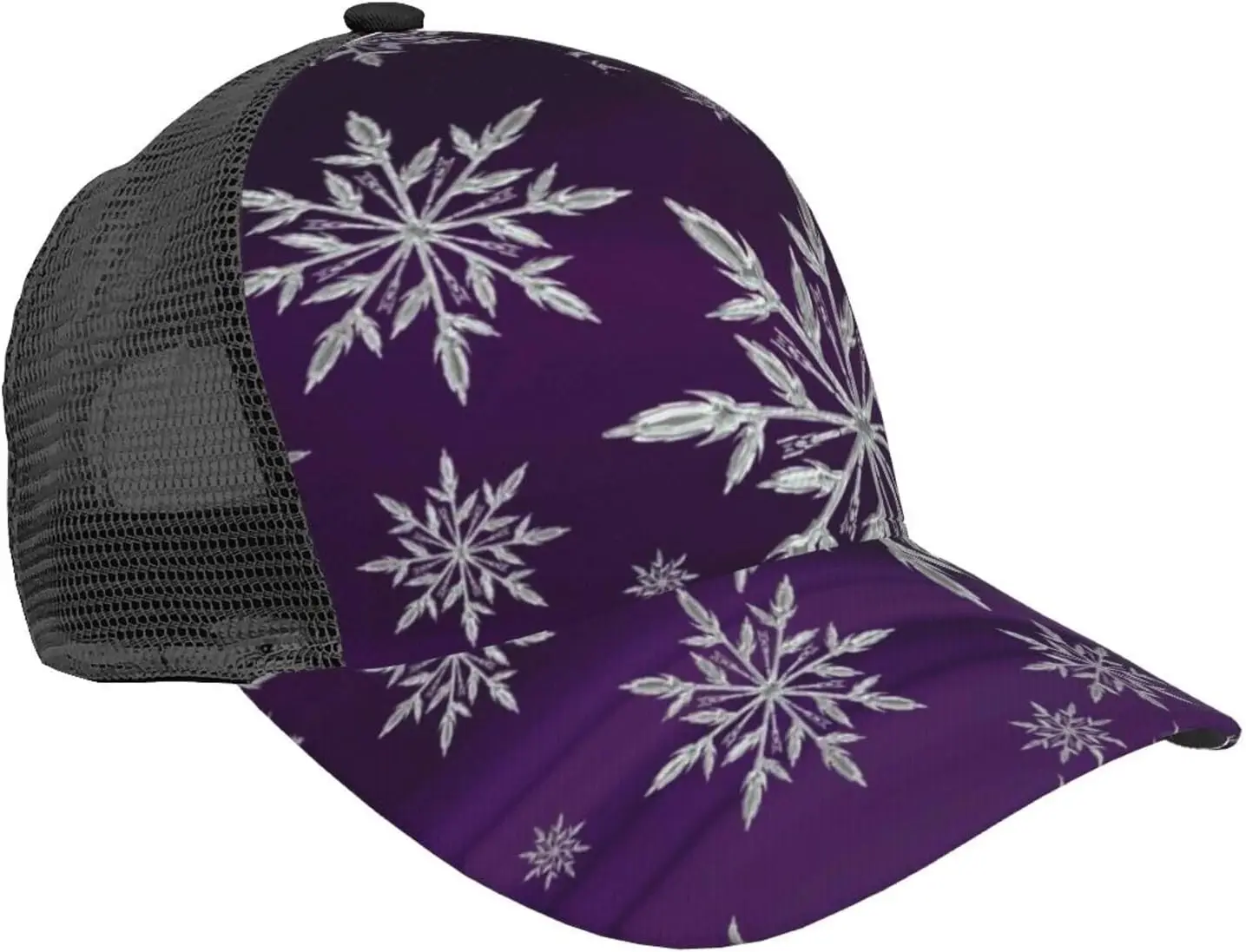

Ponytail Baseball Cap for Women Men Adjustable Mesh Trucker Ponycap Quick Drying Sport Hat-Snowflake Gradient Purple