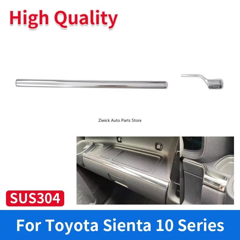 

2 шт., высококачественные хромированные аксессуары для стайлинга автомобилей для Toyota Sienta 10, накладка на панель внутреннего интерьера из нержавеющей стали