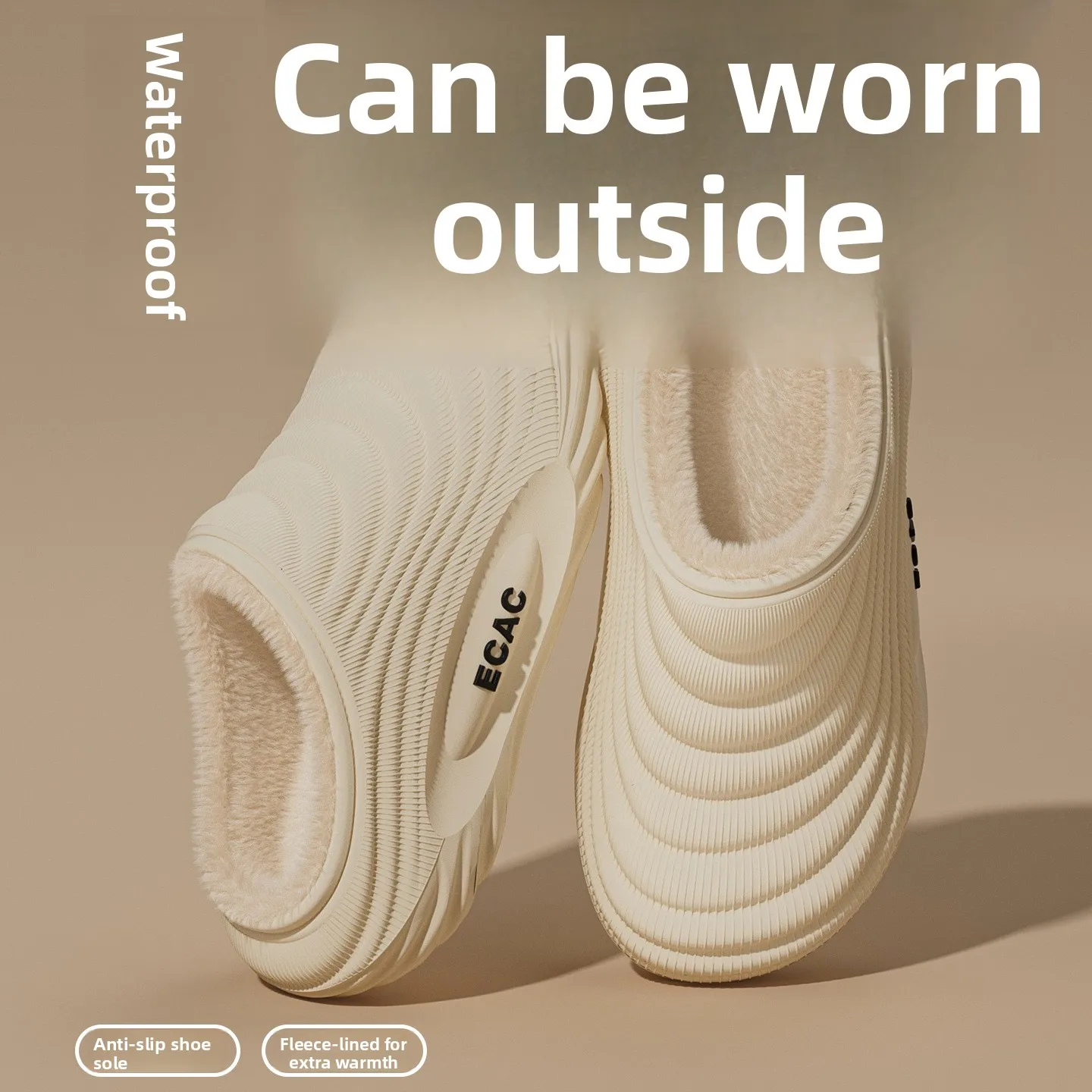 Warm Long Plush Waterproof Eva Indoor Slippers Women 2026 Winter Soft Thick Bottom Non Slip Home Slippers Couple's Furry Slides