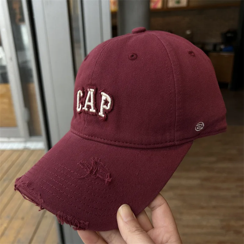 Unisex Adjustable Letter Embroidered Ripped Design Baseball Cap  All-season Trendy Hip-hop Dad Hat Trucker Hat - view 4