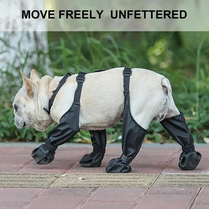 Waterproof Dog Shoes Adjustable Dog Boots Non Slip Breathable French Bulldog Suspender Boots Pet Dogs Outdoor Walking Shoes