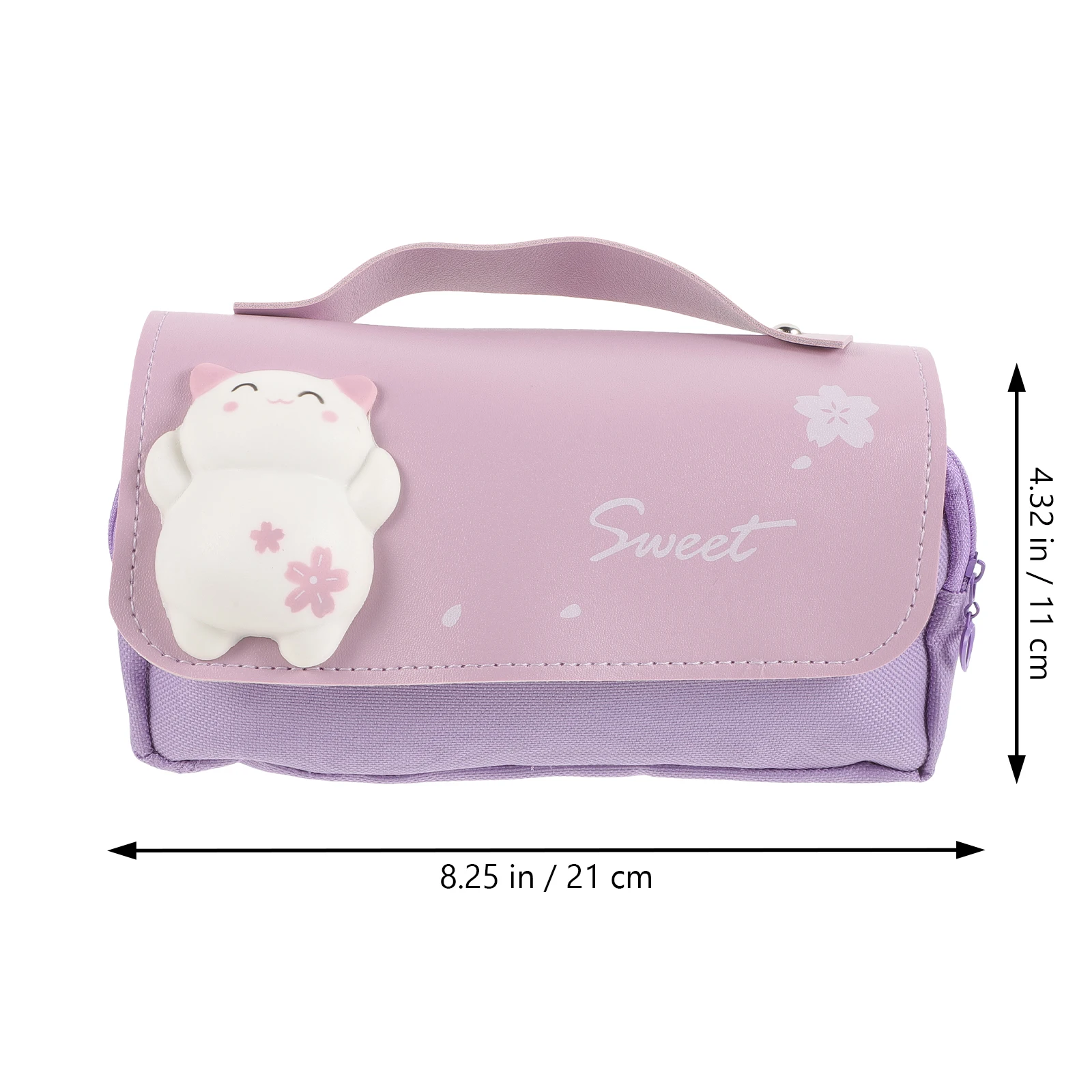 Adorable Pencil Pouch Portable Multi-Use Pencil Case with Handle Cartoon Stress Relief Design Large Zipper Pen Bag for School