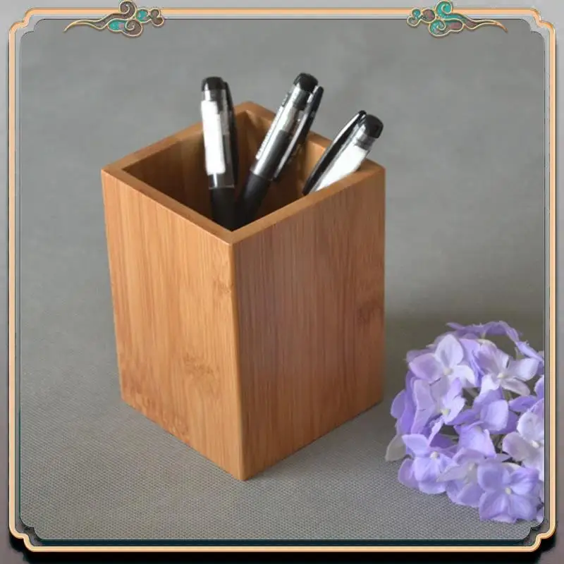 

Durable Bamboo Wood Desk Pen Pencil Holder Stand Multi Use Pencil Cup Pot Desk Organizer Pencil Holders Pen Holders Durable Easy