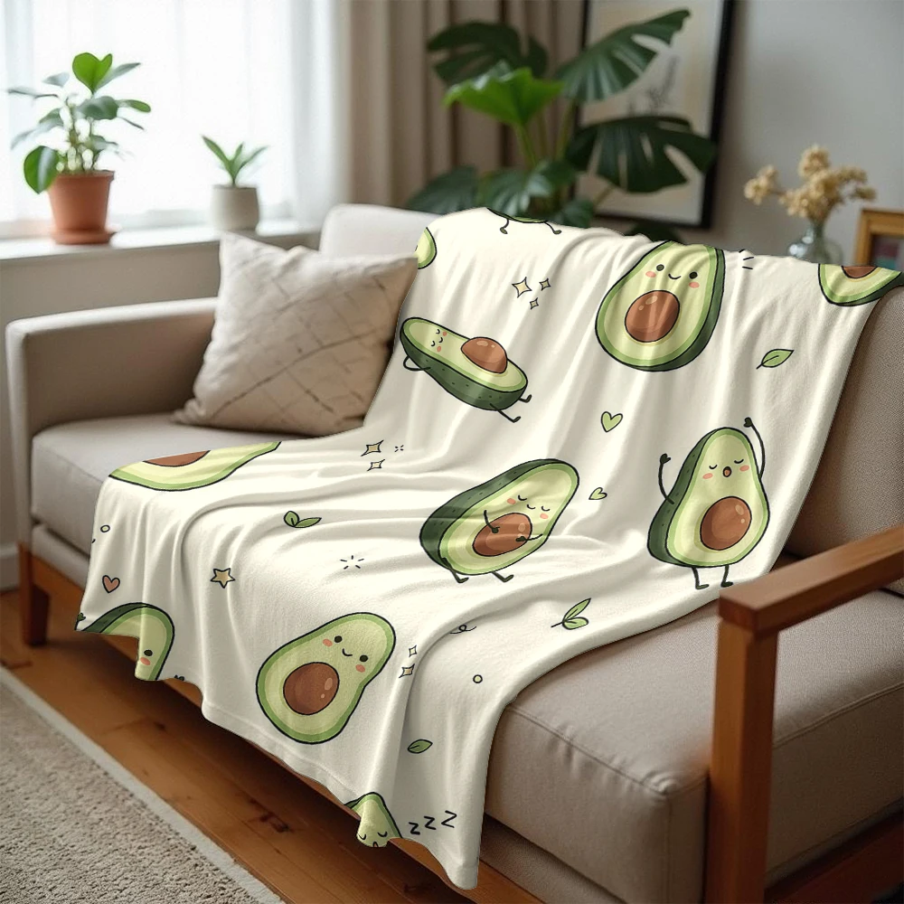 Avocado Cartoon Lightweight Microfiber Soft Christmas Fleece Blanket Warm Cozy Throw for Bed Sofa Office Travel All Season