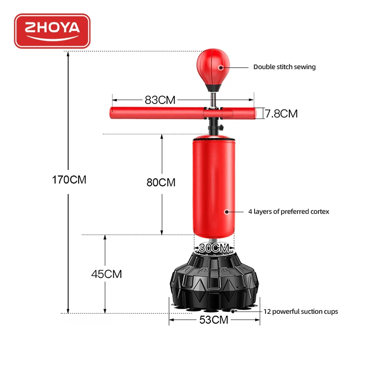 

ZHOYA SPORT Adjustable Reflex Bag Freestanding Punching Bag Multi Functional Cobra Reflex Bag Wholesale With Spinning Bar Zhoya