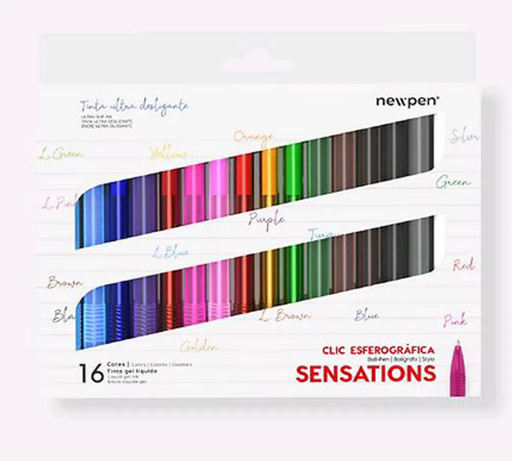 Kit 16 Gel Pen Sensations Retratil 1.0mm Newpen