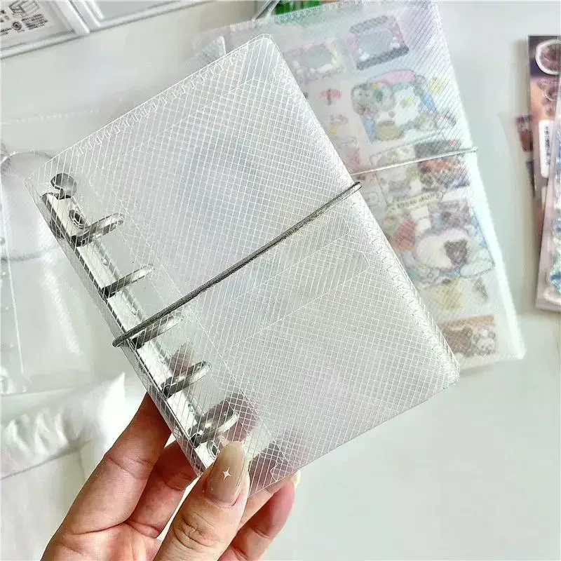 M5 A6 Diagonal PP Three Fold PP Loose Notebook Cover Mini Portable Sticker Small Card Photo Storage Ledger