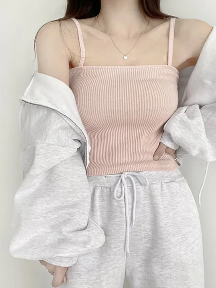 

Slim Fit Knitted Vest Strap 2024 New Women's Summer Design Sense Base irt Cotton 00% ort Length Color Top