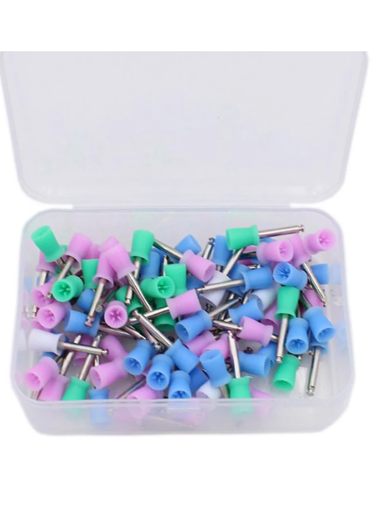 100 Stück/Box Zahnärztliche Polierkörbe, Zahnpolier-Gummibürsten, Polierer, Prophy-Körbe für Langsamlauf-Handstücke, Dentallabor-Material