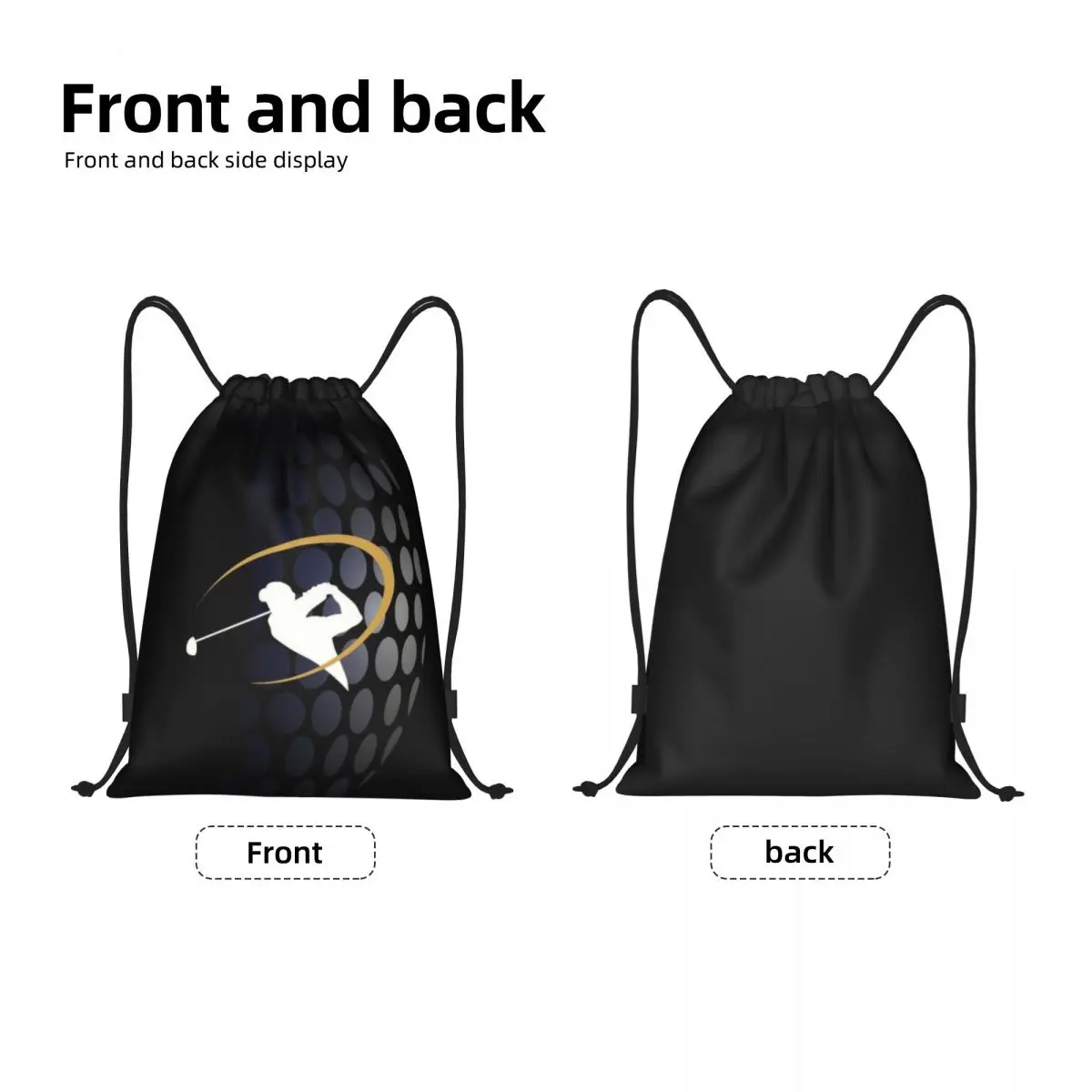 Golf Golfing Drawstring Backpack Sports Gym Bag for Women Men Golfer Sport Shopping Sackpack