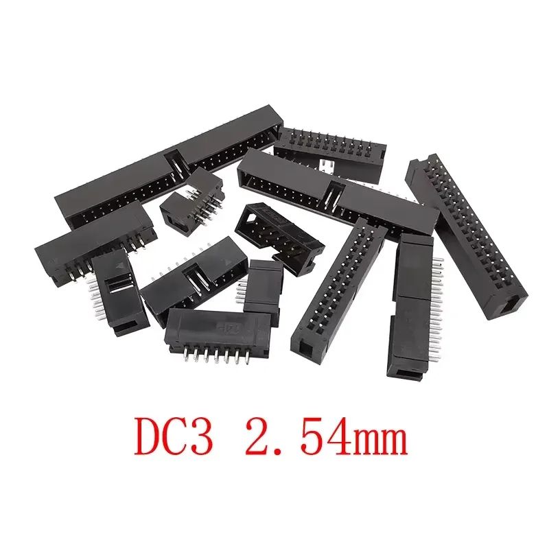 10PCS DC3 6P 8P 10P 14P 16P 20P 26P 30P 34P 40P 50P 2.54mm Socket Header Connector ISP Male Double-spaced Straight IDC JTAG